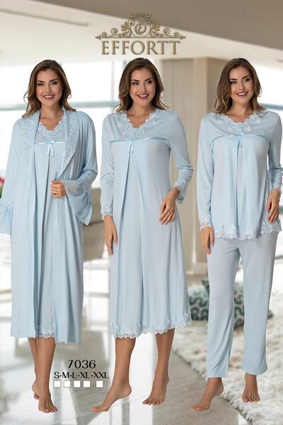 CT MODA Effort Blue Stylish Lace Collar Cut Maternity Pregnant Set of 4
