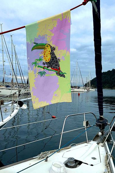 Miami Beach Unicex Yellow Bird Printed Fast Water Absorbing Pool Beach Towel
