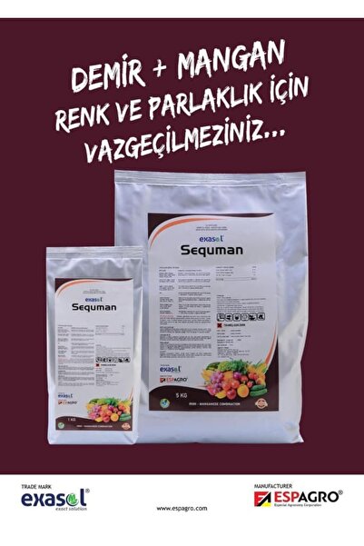 Espagro EXASOL SEQUAMAN DEMİR GÜBRE %16 DEMİR (Fe) %8 MANGAN (Mn) DEMİR İÇERİ...