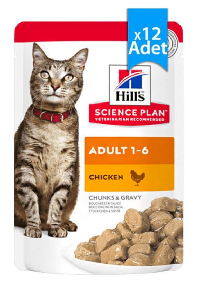 Hill's SCIENCE PLAN Tavuklu Yetişkin Kedi Pouch 12 X 85g