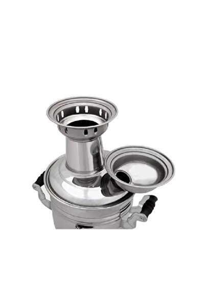 sobapark 4,5 Litre Krom Çelik Kömürlü Semaver Çay Semaveri Odunlu Semaver Demlik Hediyeli ( 1 Litre )