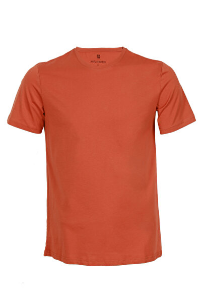 John Borners Men's Orange 100% Cotton Slim Fit Crew Neck Basic Single Jersey ...