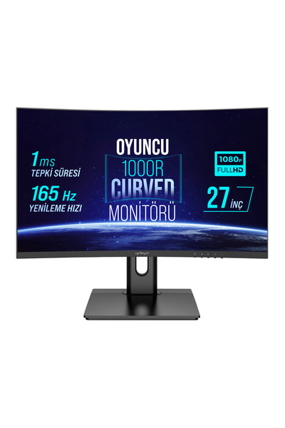 Warp WRP27-165-B 27" 165HZ 1MS RGB 1000R Curved (HDMI + DP) Freesync + G-Sync FHD Oyuncu Monitörü