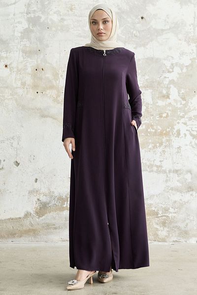 InStyle Ferace with Stoned Collar and Arm - Plum