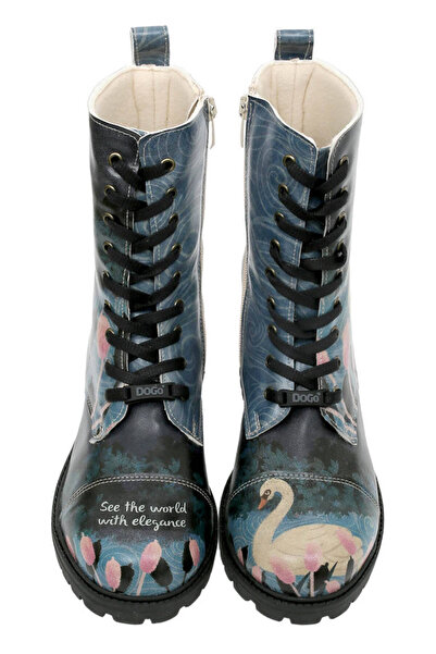 Dogo Γυναικείες Vegan Δερμάτινες Μακριές Μπότες Navy Blue - With Elegance Design