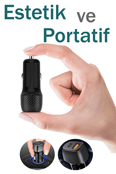 Factorial Universal Araç Type-C Çakmaklık Hızlı Şarj Cihazı Usb Girişli Araç Içi Şarz Aleti Araba Aksesuarı