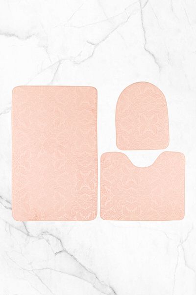 lohusahamile Ultrasoft Patterned 3-Piece Toilet Set Bathroom Rug Mat Set Powder Pink