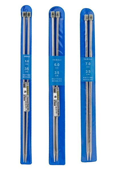 Yabalı YABALI Titanyum Örgü Şişi Seti 3 ÇİFT 35 cm No:5,0 mm-6,0 mm-7,0 mm