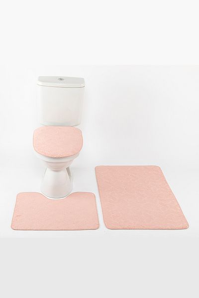 lohusahamile Ultrasoft Patterned 3-Piece Toilet Set Bathroom Rug Mat Set Powder Pink