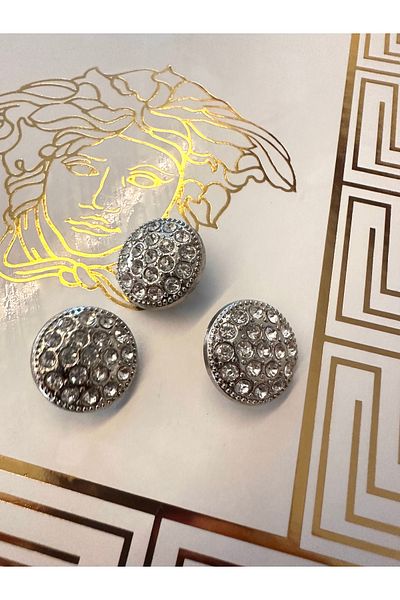 ODDA TASARIM ATÖLYESİ Round top crystal stone-lined silver-coloured set of 3 (2cm)