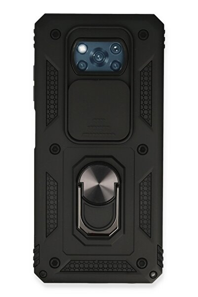 AQUA AKSESUAR Xiaomi Pocophone X3 Pro Kılıf | Kapak Kızaklı Kamera Korumalı Renkli Tank Kapak - Siyah