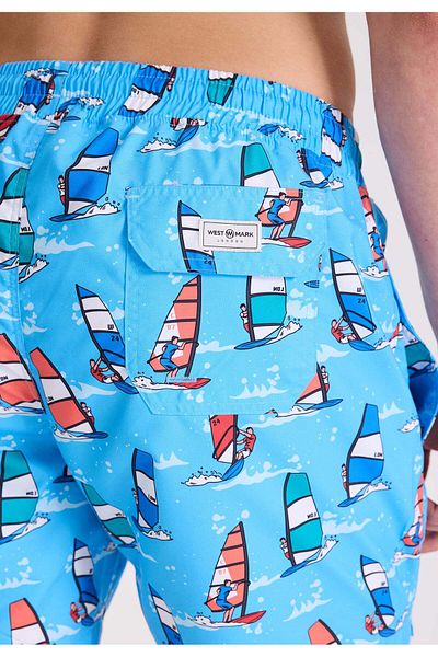 WESTMARK LONDON Ανδρικό σορτς κολύμβησης με στάμπα Blue Surfer Regular Fit WMICON