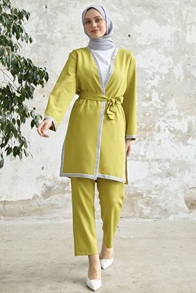 InStyle Σετ Κιμονό με Κέντημα - Λαδί