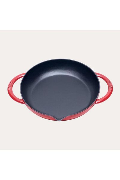 Sürel Shiny Matte Enameled Gradient Red 24 Cm Round Flat Pan