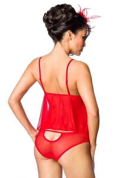 Qvien Secret Women's Lingerie Red Tank Top Panties Low-Cut Back Fancy Lingerie Set