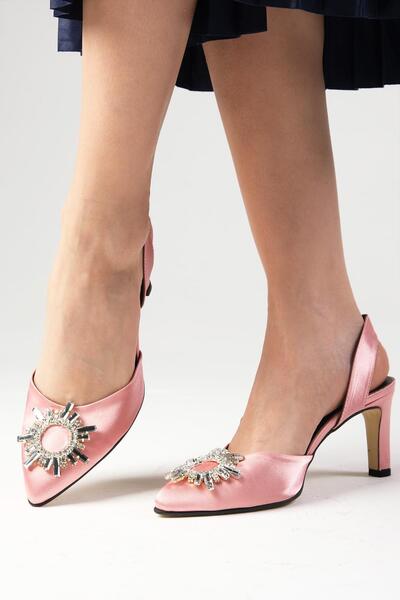 Mio Gusto Zoey Powder Short Heeled Stone Evening Dress Shoes