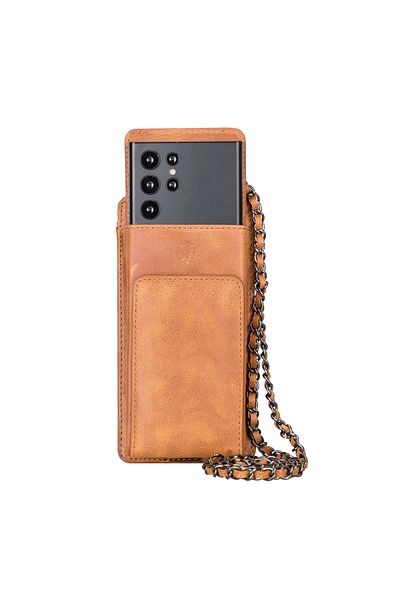 Lev Leather Дамски калъф за карти и портфейл от естествена кожа с каишка, държач за кредитни карти и отделение за пари в брой, калъф за мобилен телефон