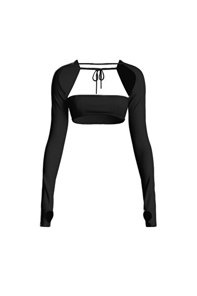 The One Shine Siyah El Detaylı Crop