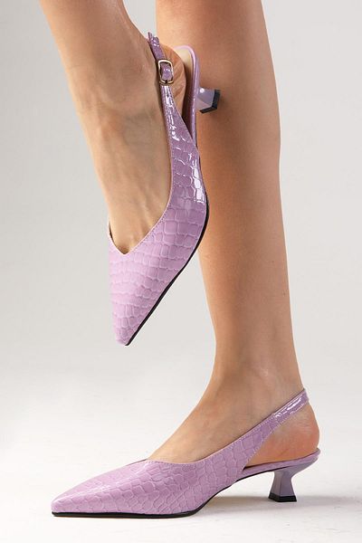 Mio Gusto Nancy Lilac Color Open Back Low Heeled Shoes
