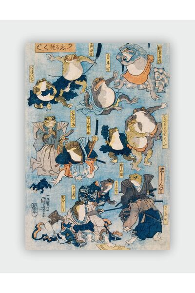 fırsatlar diyarı Famous Heroes Frogs Utagawa Kuniyoshi Duvar Posteri - Kalın ...