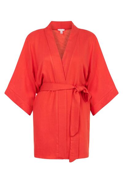 AQUELLA كيمونو قصير بنمط زهرة الرمان