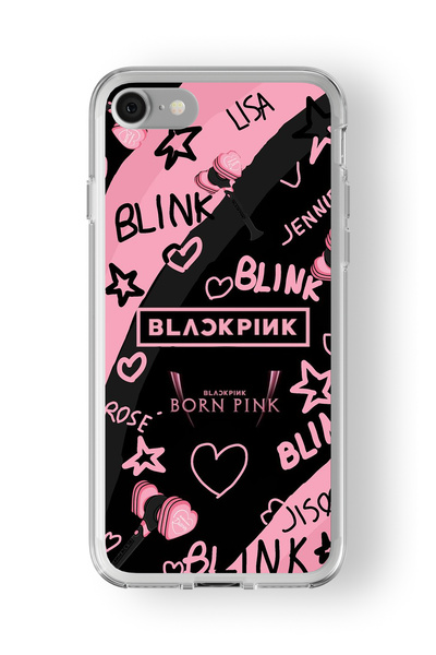 Space Star iPhone 6 Plus ve 6s Plus Uyumlu Black Pink Tasarım Baskılı Şeffaf ...
