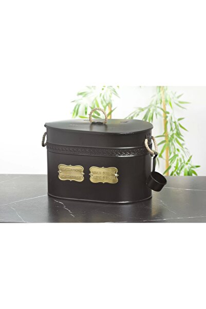 Evistro Metal Deterjan Saklama Kovası 2 Bölmeli Ölçekli Siyah