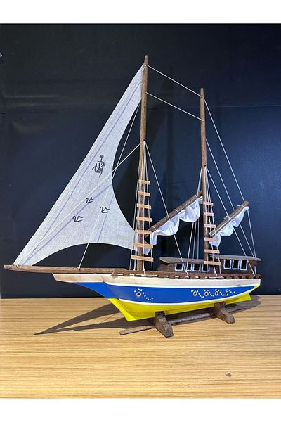 Lapidaria Large Size Sailing Wooden Ship - Ankaragücü Gift