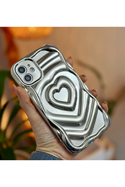 pengraph design for idea iPhone 11 Compatible Premium Design Silver Heart Sil...