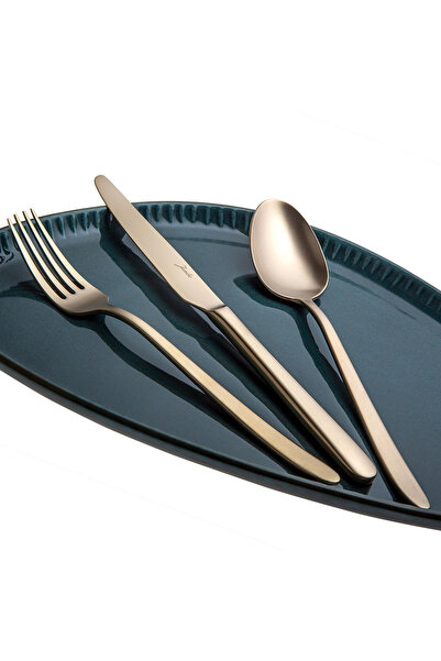 Jumbo 9400 Mat Şampanya 84 Parça 12 Kişilik Çatal Kaşık Bıçak Takımı