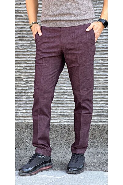 ACTUAL Men's Slim Fit Chino Trousers 1275-Burgundy