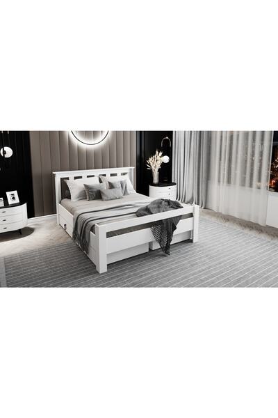 Ninnimo Arya Çift Kişilik 160x200 Yatak Uyumlu Mdf Beyaz Çekmeceli Karyola