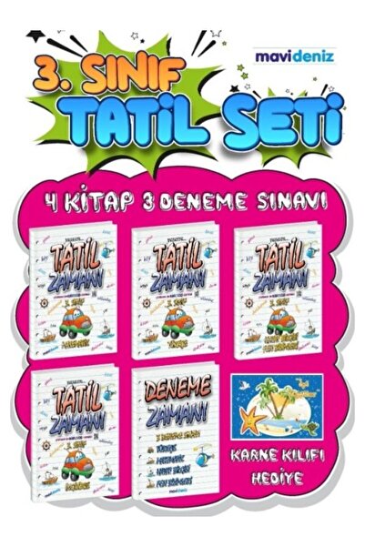 Mavi Deniz Yayınları 3. Sınıf Yaz Tatil Seti Karne Kılıfı Hediyeli