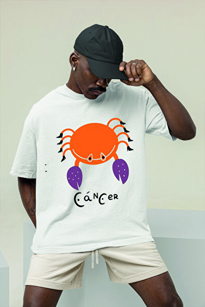 Serbella TREND Yengeç Burcu Baskılı Oversize Unisex T-Shirt 065781-81347