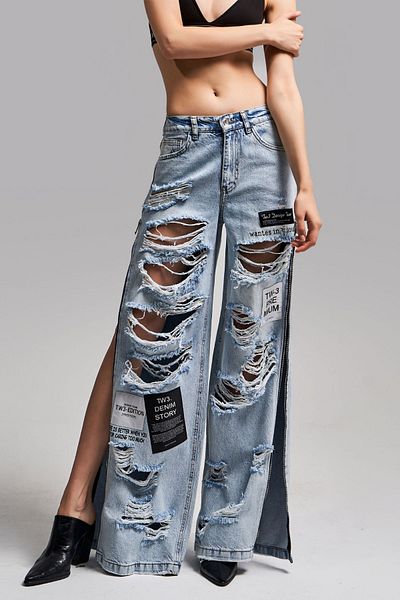 its basic Women's Jeans Color Side Zip Midrise Palazzo Design Denim