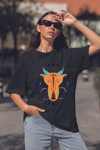 Serbella Trend Unisex Oversize T-Shirt - Capricorn Printed 065781 -81347