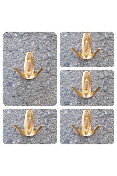 ARON (5 ADET) İSTANBUL Askı KÜÇÜK (MAT ALTIN) Vestiyer Fortmanto Dolap Kapı Banyo Elbise Havlu Askılığı