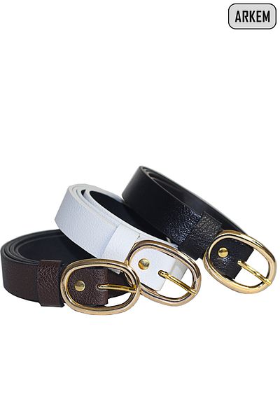 Arkem Women's Belt Black-Coffee-White Set of 3 Under Cup Gift