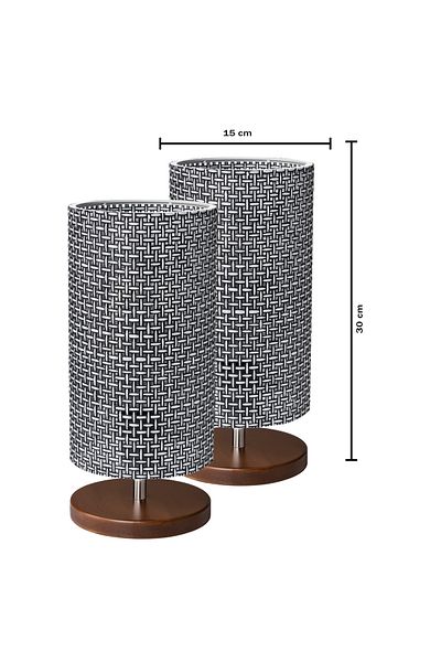 EFLIGHTDESIGN 2-Piece Wooden Lampshade Black Modern Stylish Bedroom Living Room Table Lamp