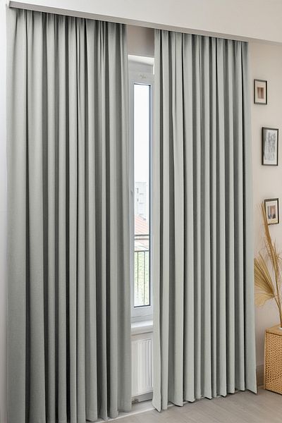 Homefesto Modern Background Curtain Blackout 100% Light Proof Gray Blackout Curtain Without Pleats 140 x 260 cm