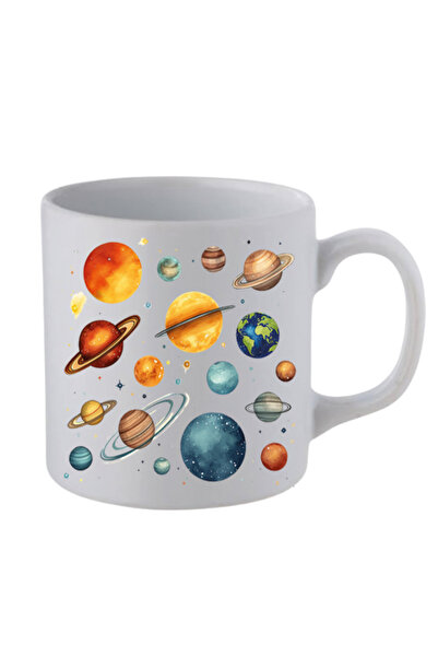 lili hediyelik كوب أبيض بطبعة الكواكب جنبًا إلى جنب - كوب هدية للشاي والقهوة ...