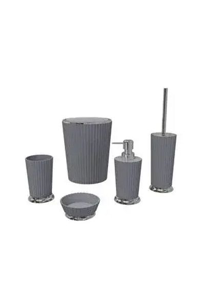 almital mobilya aksesuarları furniture accessories ΣΕΤ ΜΠΑΝΙΟΥ ΠΟΛΥΤΕΛΕΣ 5 ΤΕΜΑΧΙΩΝ ΔΙΑΦΑΝΕΣ ΜΑΥΡΟ - ΧΡΩΜΙΟ - ΚΑΛΑΘΙ ΑΠΟΡΡΙΠΤΗΣ 6 LT