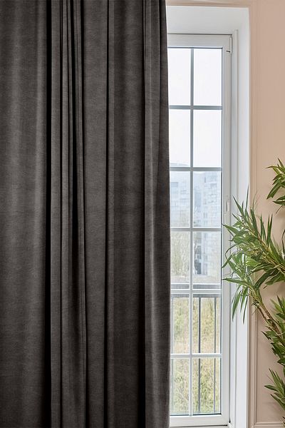Homefesto Modern Background Curtain Honeycomb Velvet Textured Gray Curtain Pleatless Extra-forced Sunshade 140 x 260 cm