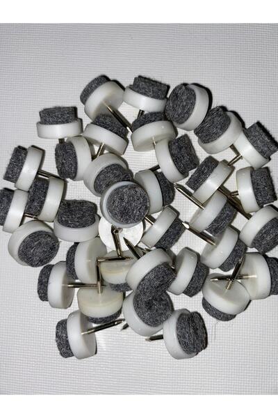 almital mobilya aksesuarları furniture accessories 20 Adet Çap 15 Mm, Beyaz Plastik Tabanlı, Kendinden Çivili Sandalye Keçesi