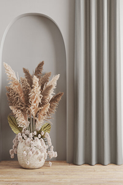 Homefesto Modern Background Curtain Blackout 100% Light Proof Gray Blackout Curtain Without Pleats 140 x 260 cm