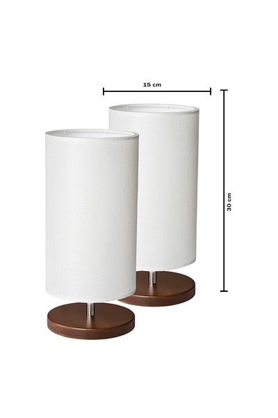 EFLIGHTDESIGN 2-Piece Wooden Lampshade White Modern Stylish Bedroom Living Room Table Lamp