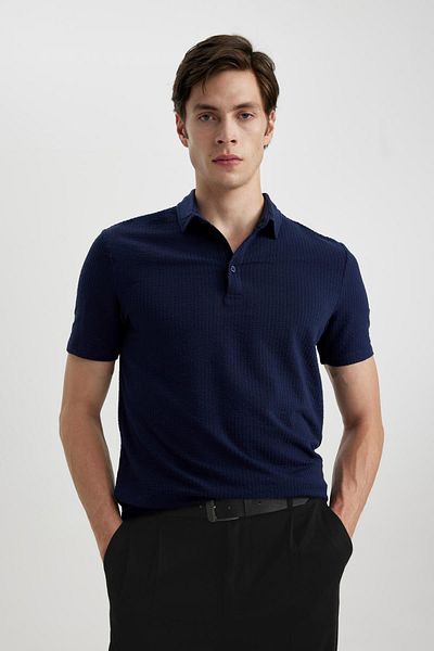 DeFacto Slim Fit Slim Fit bavlněné polo tričko s krátkým rukávem X2594az24sm