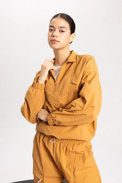DeFacto Fit Oversize Wide Fit Stand Collar Woven Cardigan B4213Ax24Sp