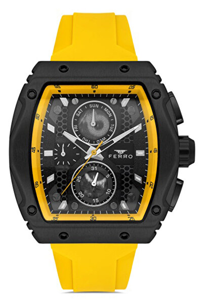 FERRO Erkek Spor Kol Saati Çelik Kasa Silikon Kordon Paslanmaz Çelik Model Su Geçirmez  2 Yıl Garantili