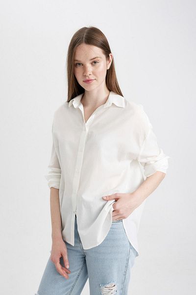 DeFacto Oversize Fit Voile Long Sleeve Shirt C3763ax24sp